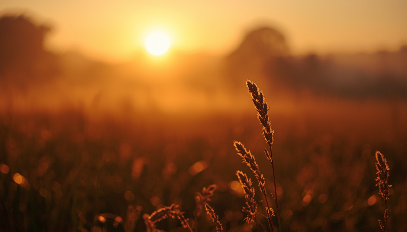 Warm sunrise scene representing a calm and intentional morning routine with soft golden light